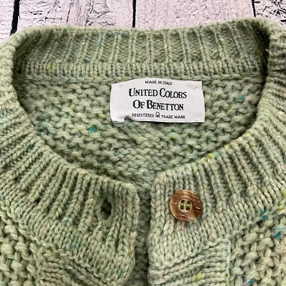 VINTAGE UNITED COLORS OF BENETTON Wool Cardigan Sweater - Picture 3 of 3